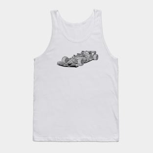 Formula 1 Car Blueprint Sketch Art Tank Top